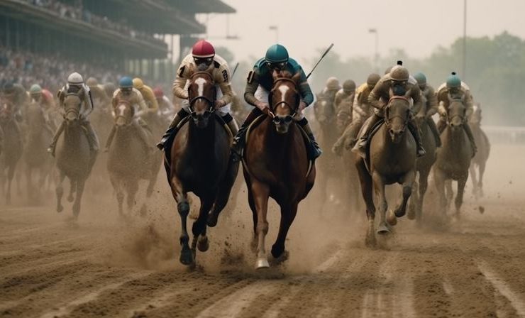 Courses à cheval dans un hippodrome