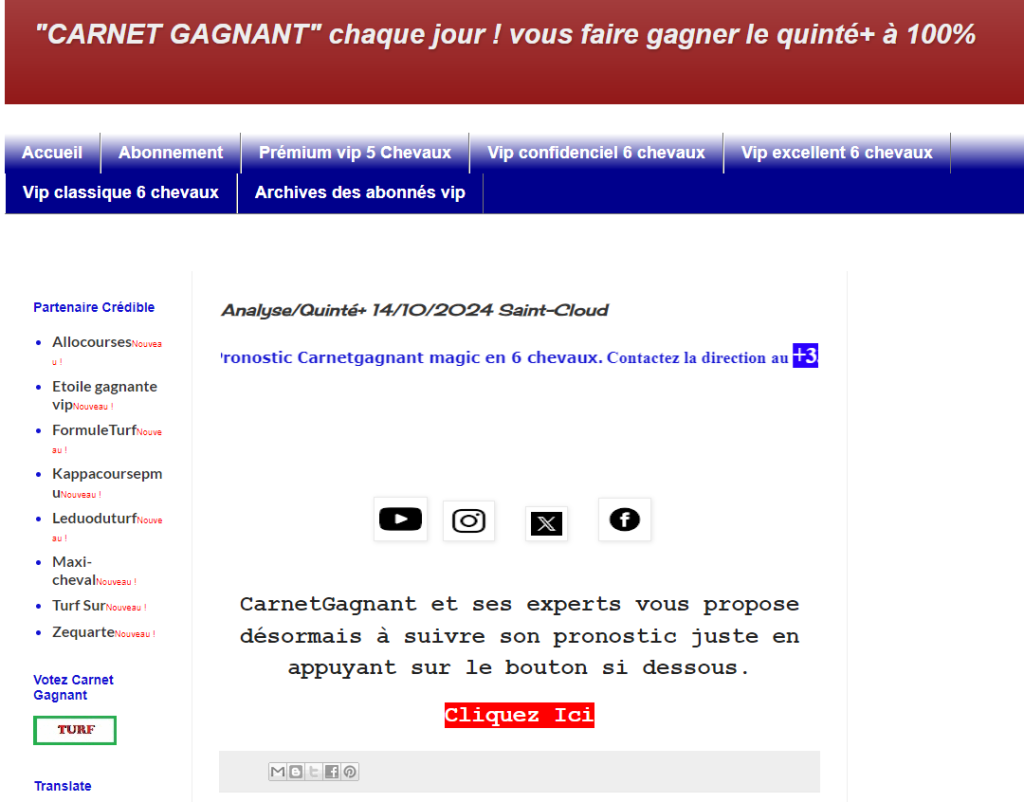 Carnet Gagnant