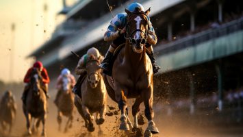 Une course de cheval entre plusieurs athlètes