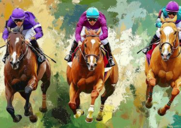 Des athlètes sur des chevaux de courses