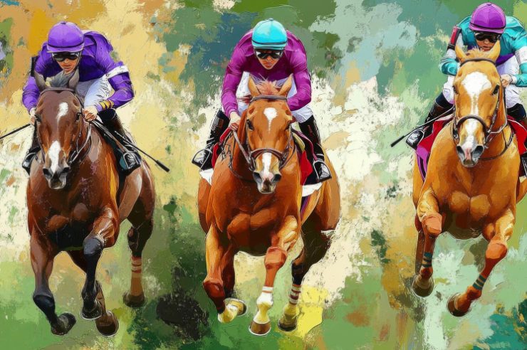 Des athlètes sur des chevaux de courses